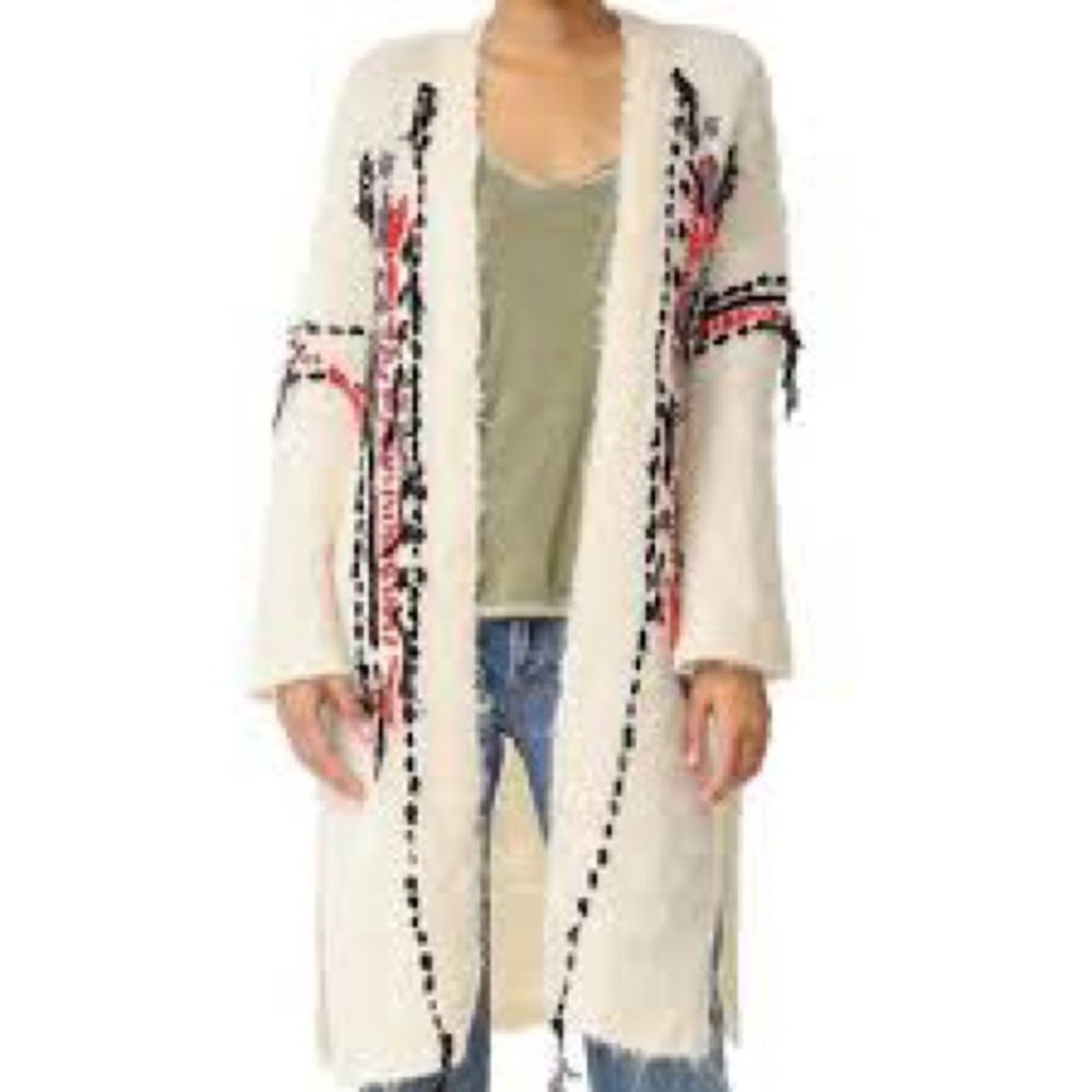 Free People Cozy Cream Open-Front Sweater/Duster. Alpaca wool blend